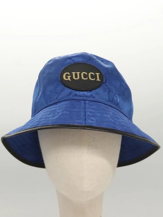 GUCCI GG Canvas Off The Grid Bucket Hat M Blue 627115 Auth main image 11
